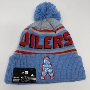 New Era Houston Oilers Beanie Blue Adult Throwback Knit Pom Hat‎ Cap Winter NFL